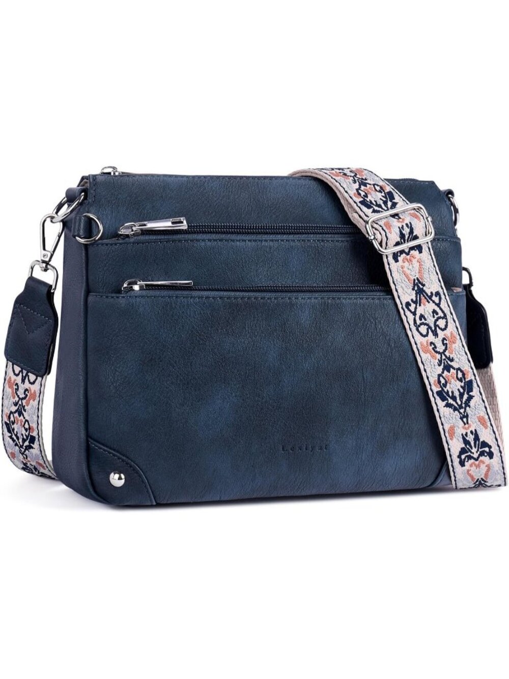 Women's Blue RFID Vegan Leather Medium Purse Imported Crossbody Bag